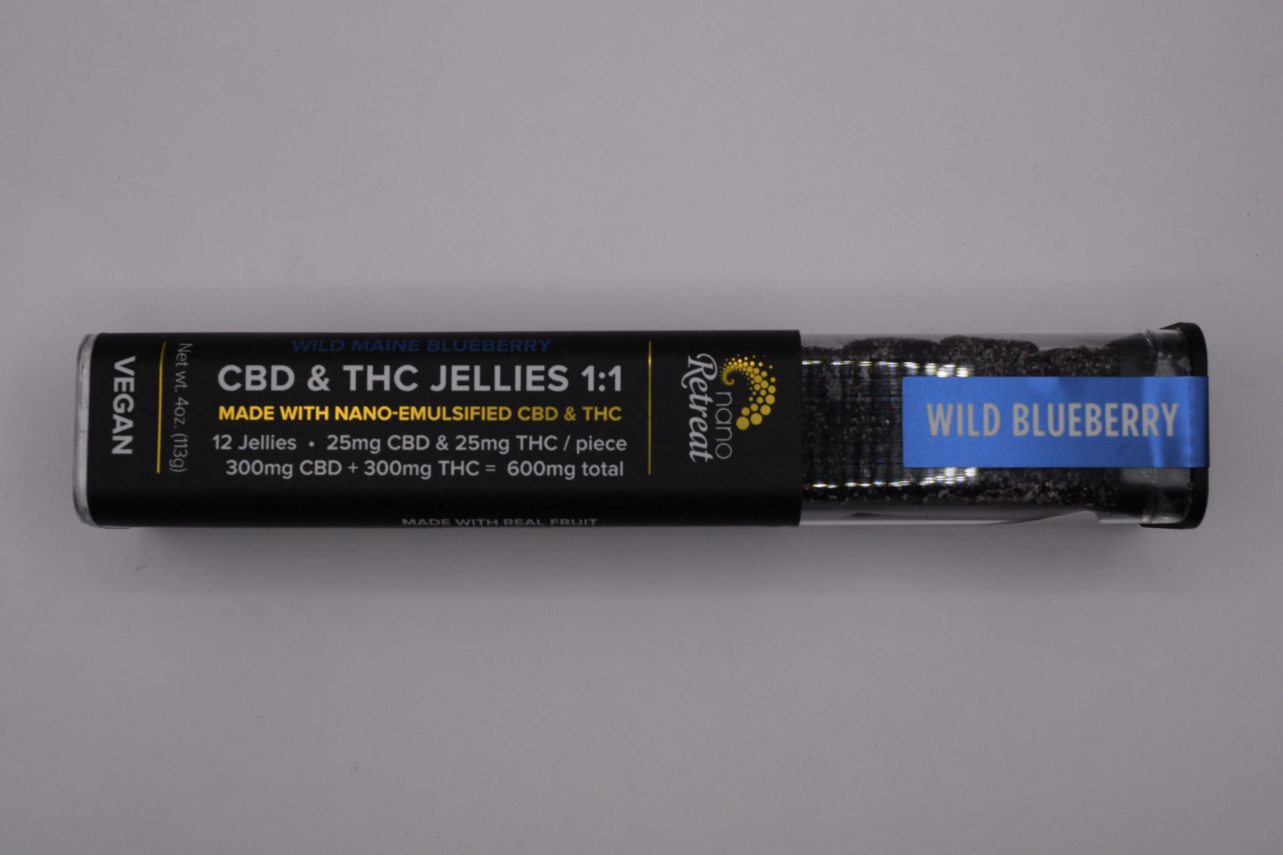 Nano Retreat CBD & THC Jellies | Wild Maine Blueberry | 600mg